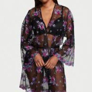 Victoria's Secret Illuminating Bloom Lace Floral Sheer Women's M/L Kimono Robe